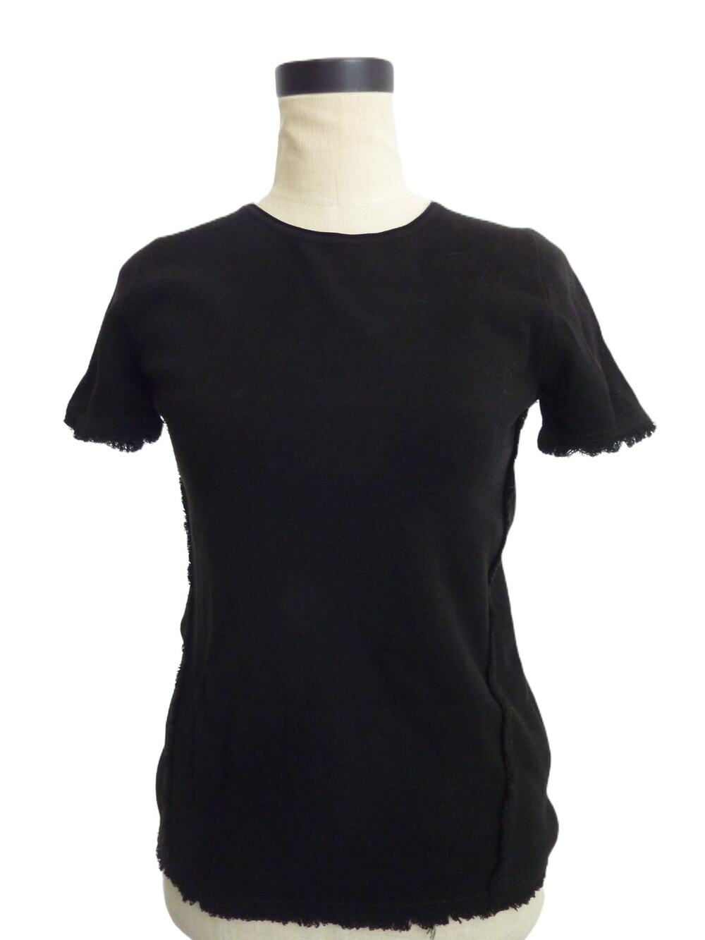 Banana Republic Black Top Frayed Trim S Blouse